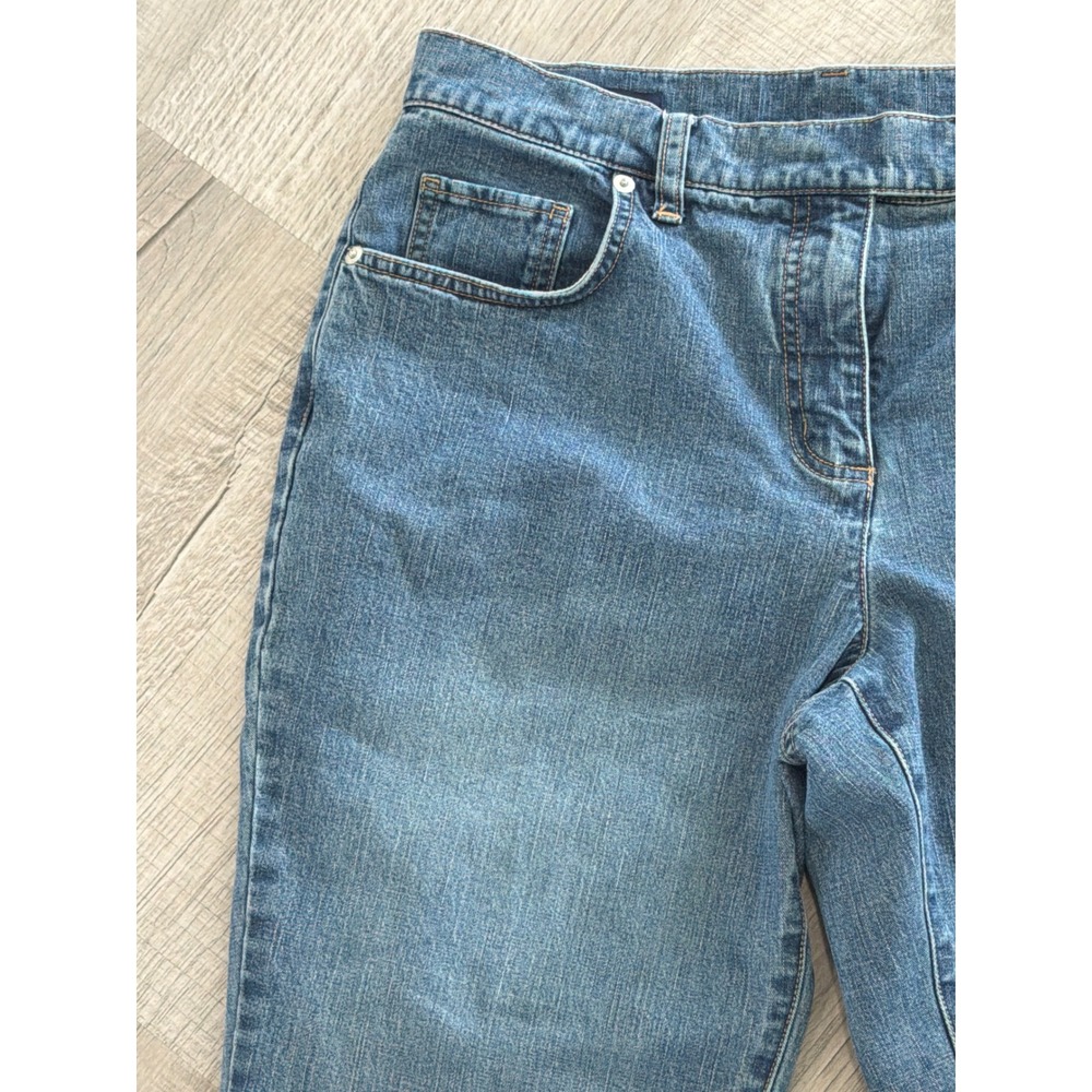Lands End Womens 10P Petite Blue Denim Mid Rise Bootcut Jeans Medium Wash - Picture 4 of 8